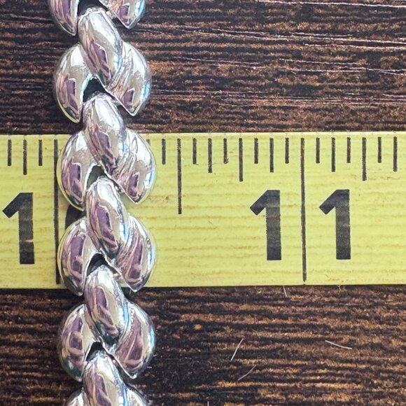 VTG Sterling Silver 925 Puffed Panther Link Chain Necklace Size 16.25" Length - Picture 13 of 14